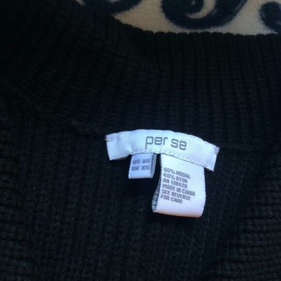 Per Se Solid Sleeveless Black Zip Up Sweater - Picture 4 of 7